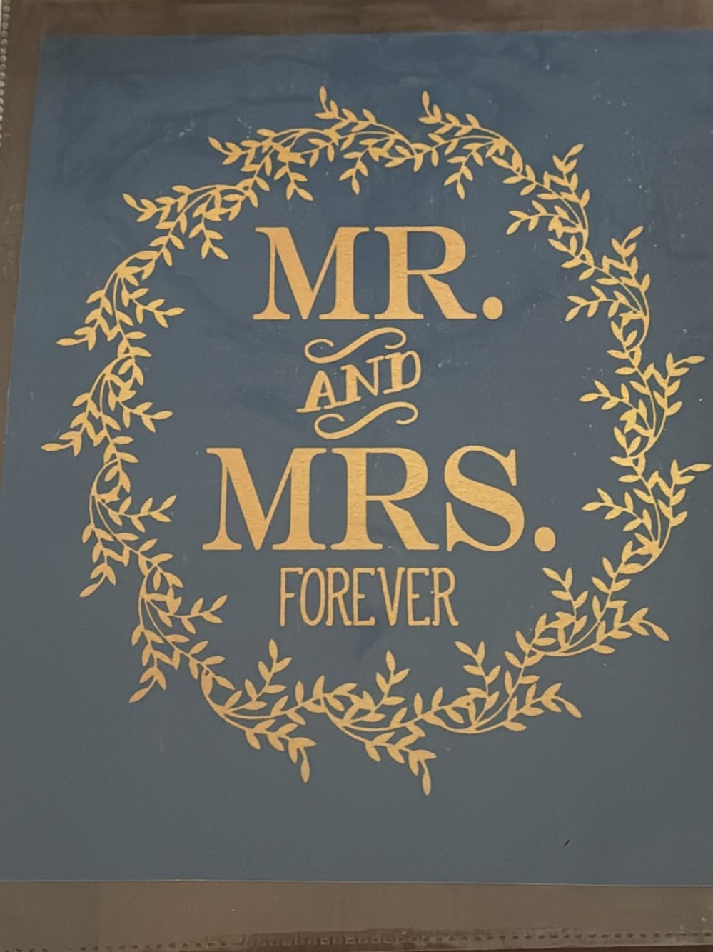 Mr. and Mrs. Forever Wall or Table Decor - Gold on Blue Cardstock
